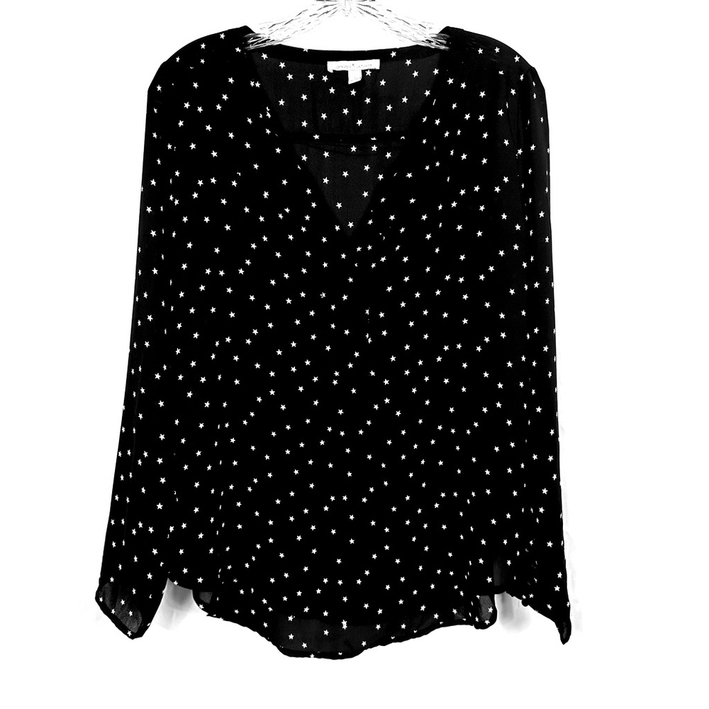 Gibson Latimer Star Print Long Sleeve Relaxed Blouse
